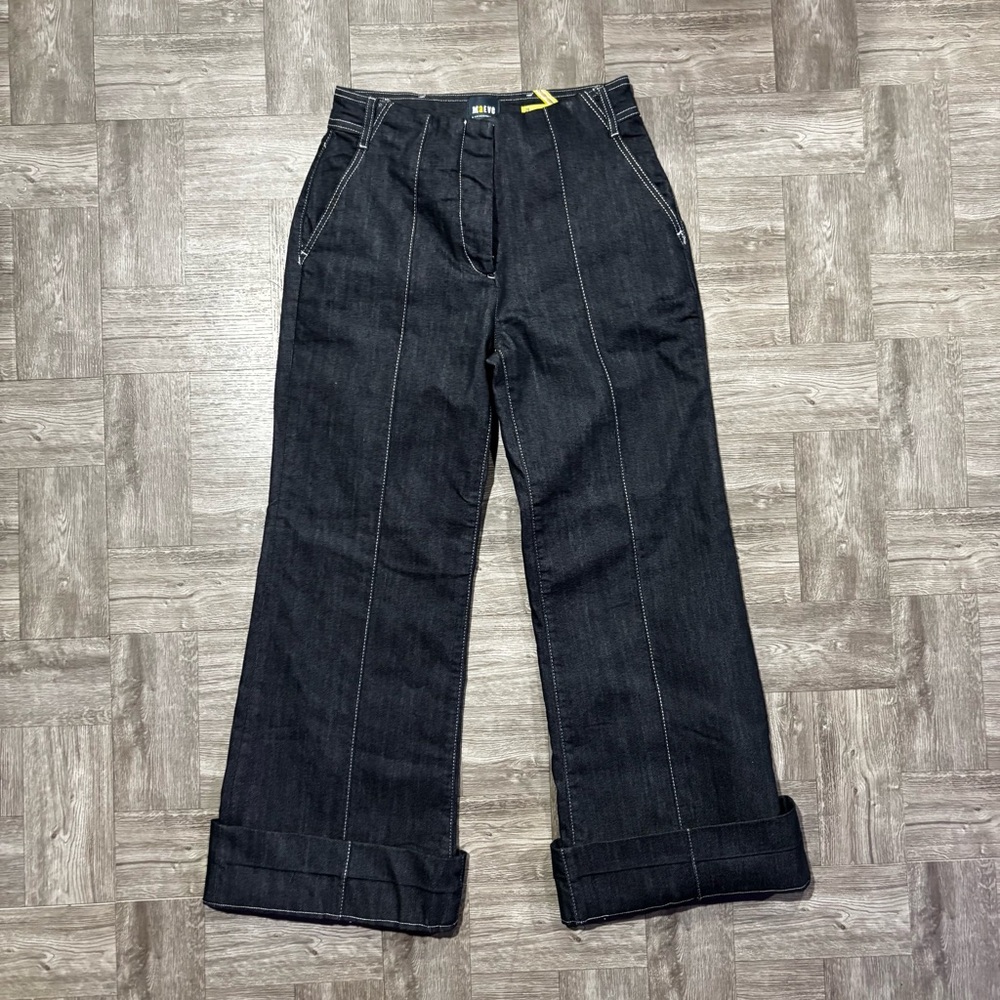 Anthropologie Maeve Dark Wash High Waisted Wide Legged Trouser Jeans Size 27